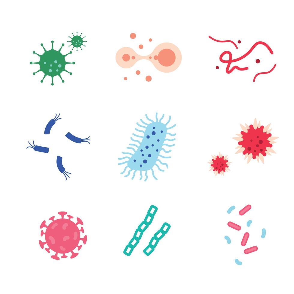 Virus and bacteria icons vector