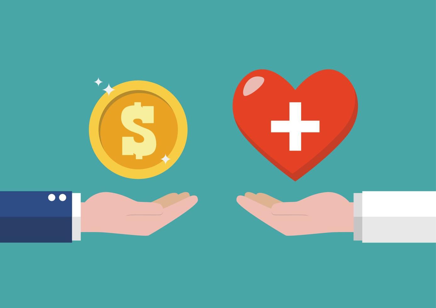 Businessman paying money for health vector