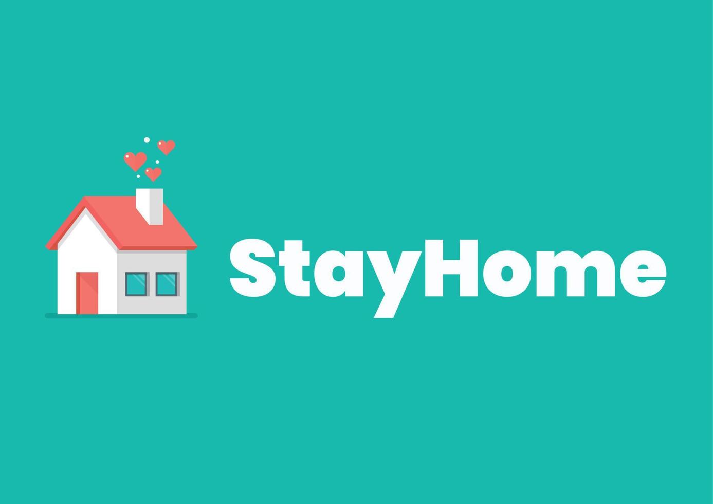 Stay at home slogan with house icon vector