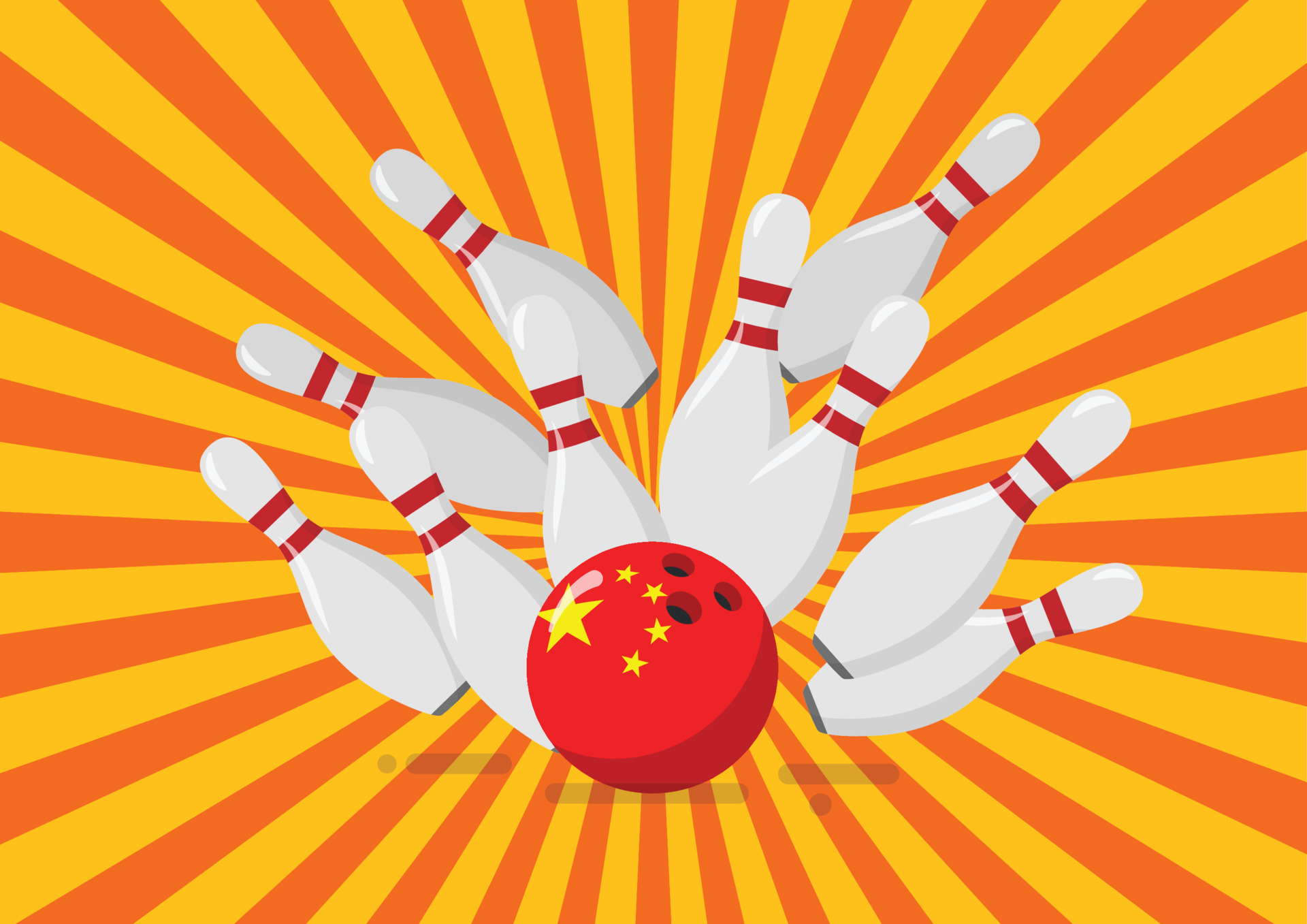 Bowling ball with the United State flag breaks bowling pins 16189485