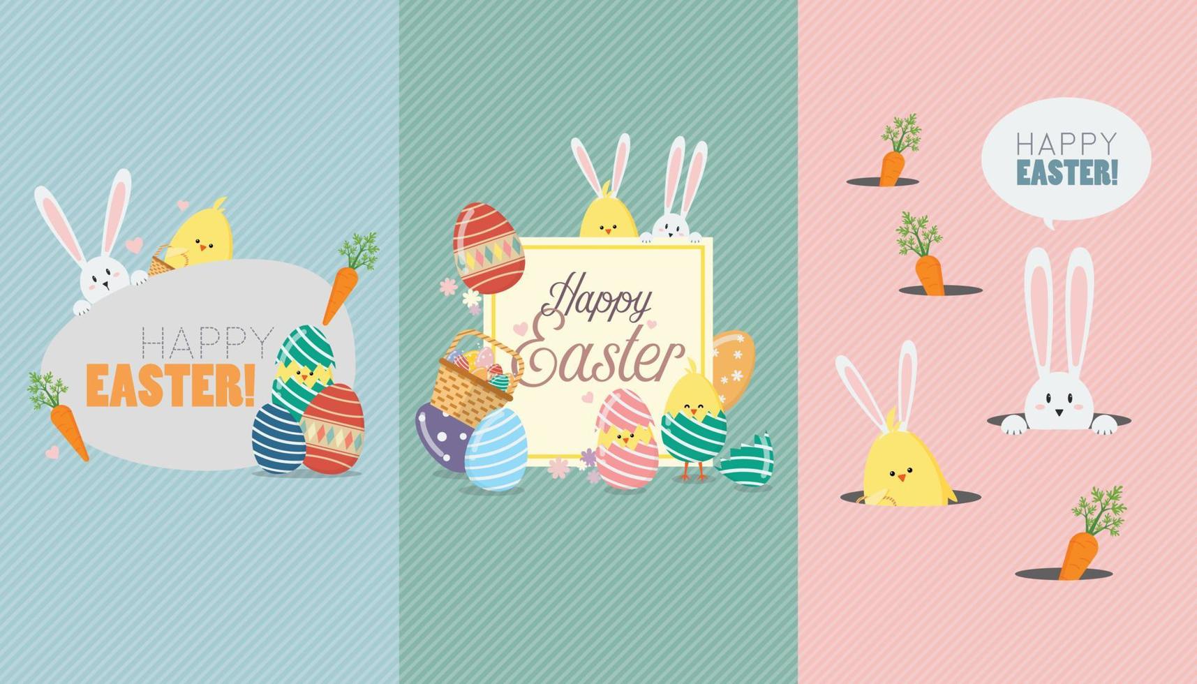 Happy Easter greeting card collection vector