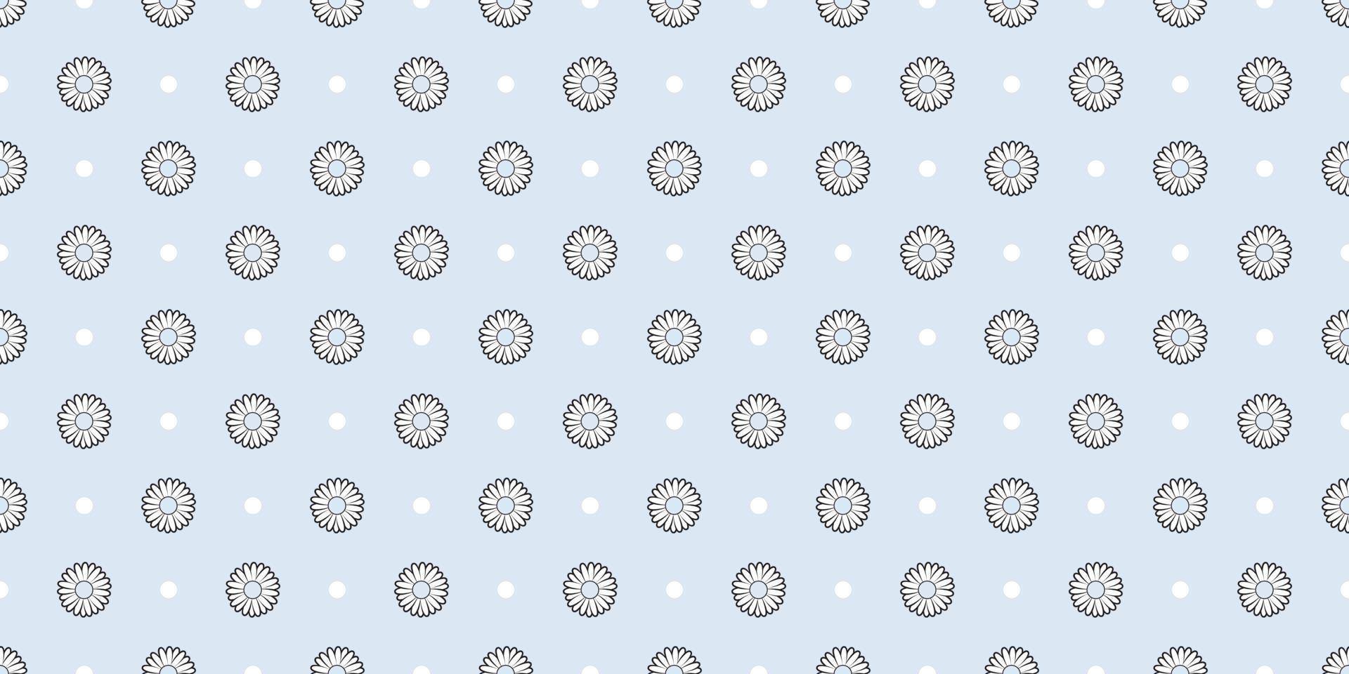 Light blue daisy pattern with dots pattern vector background