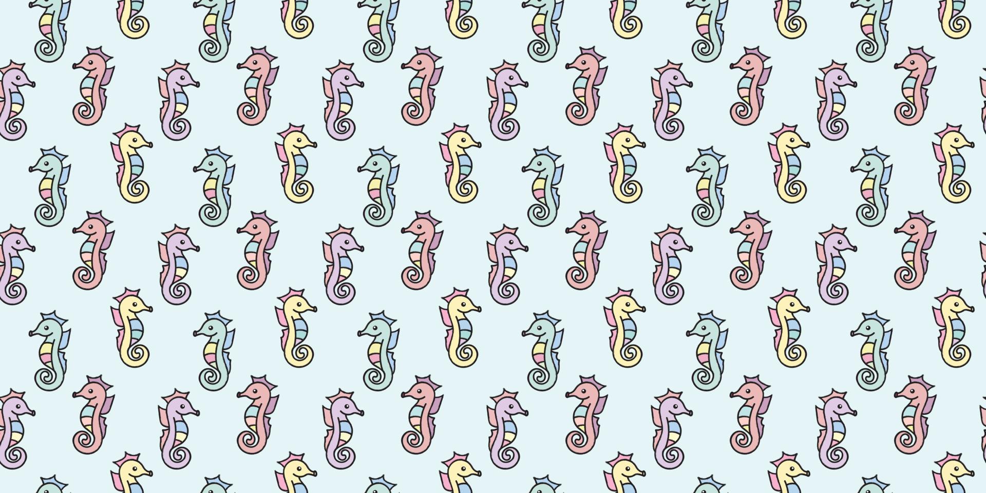 Seahorse seamless pattern, vector background, 16189530 Vector Art at