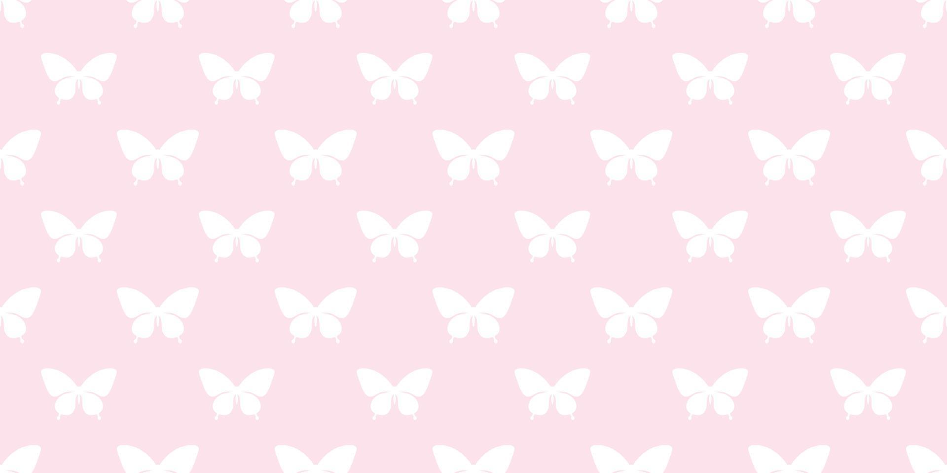 Pink and white butterfly boarder, vector pattern background