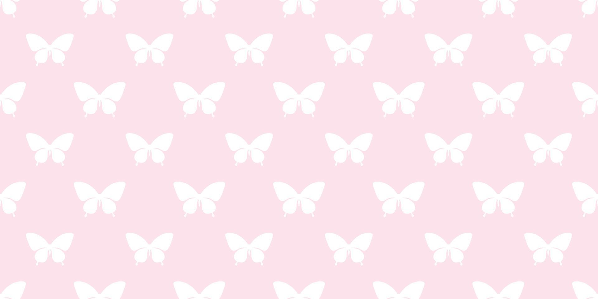 borde de mariposa rosa y blanco, fondo de patrón vectorial vector