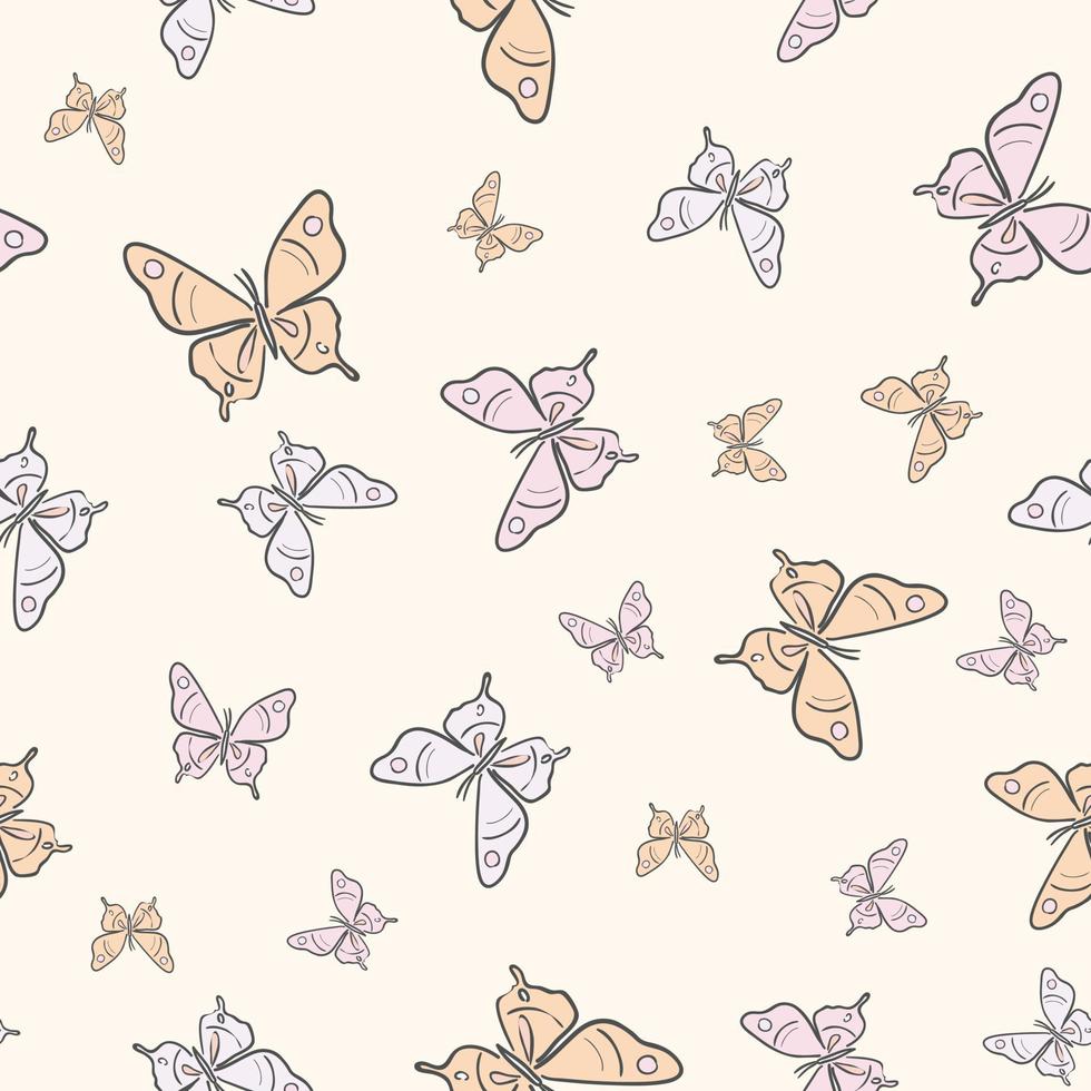 Vector butterfly seamless repeat pattern design background.