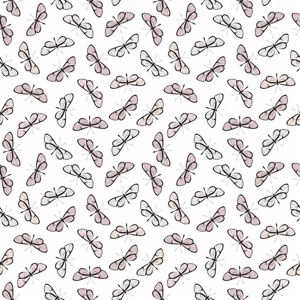 Butterfly vector repeat pattern, pastel background.