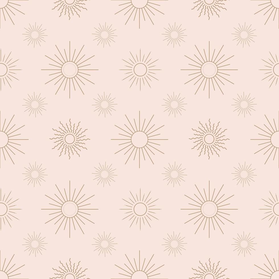 Gold suns, seamless vector pattern with sun elements