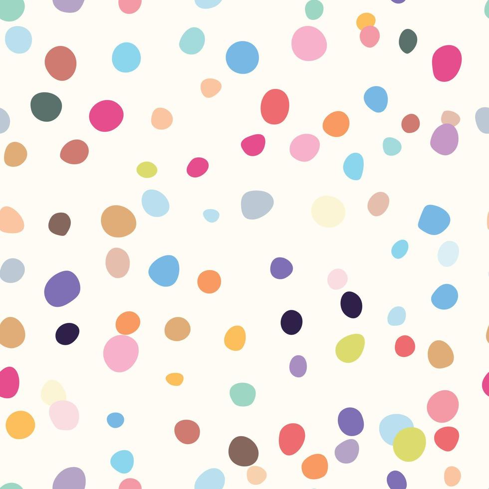 Colorful dot pattern, scattered hand drawn elements, modern print with dots. vector