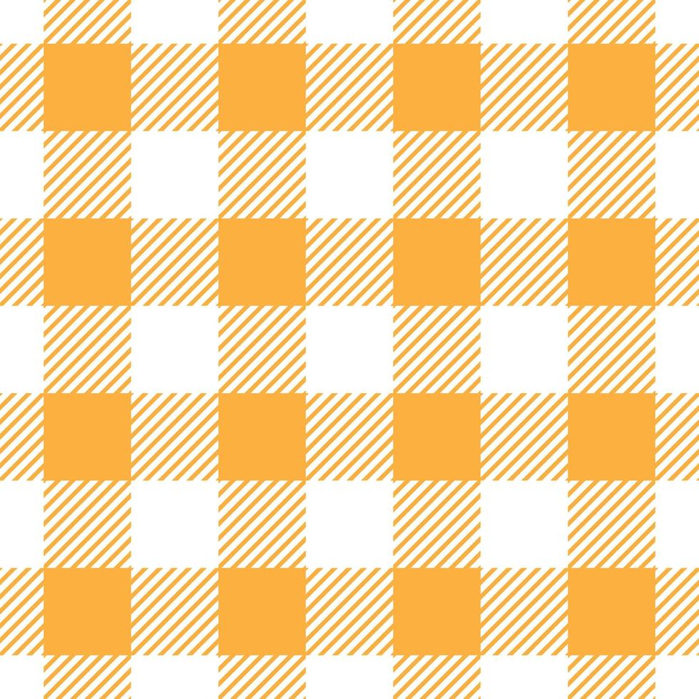 Orange and white gingham pattern, checkered plaid vector repeat