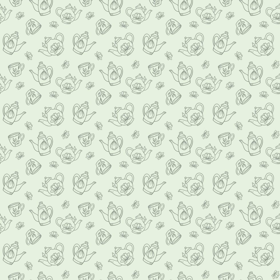 Teapot seamless repeat pattern vector background