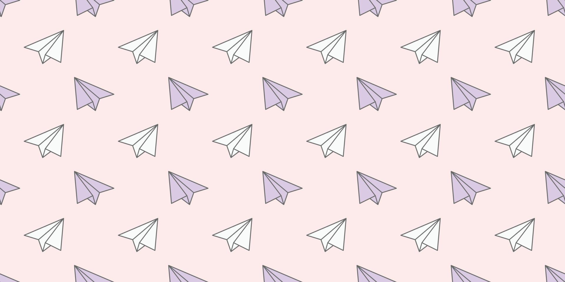 Purple paper plane seamless repeat pattern vector background