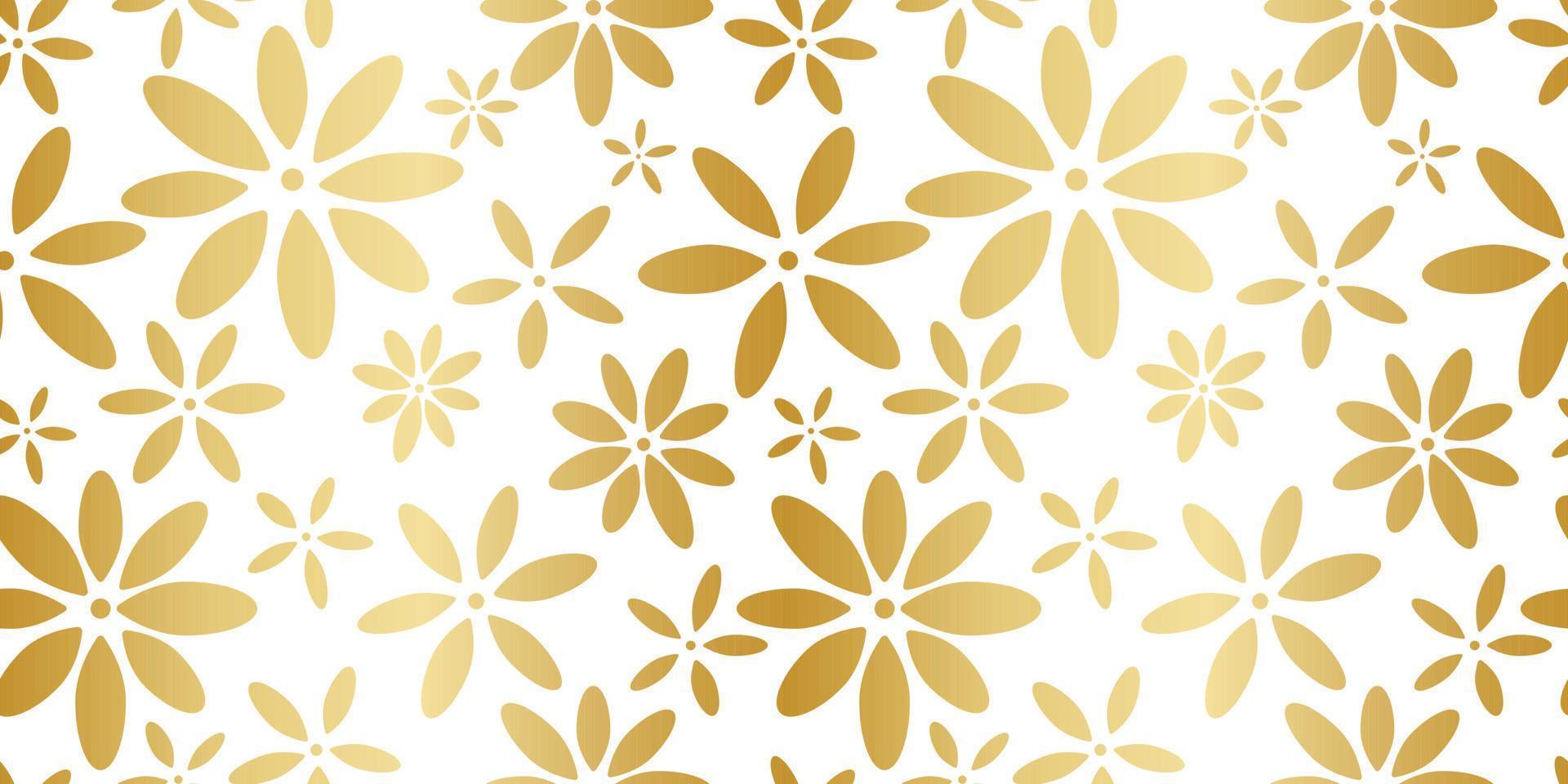 Gold floral seamless repeat pattern vector background