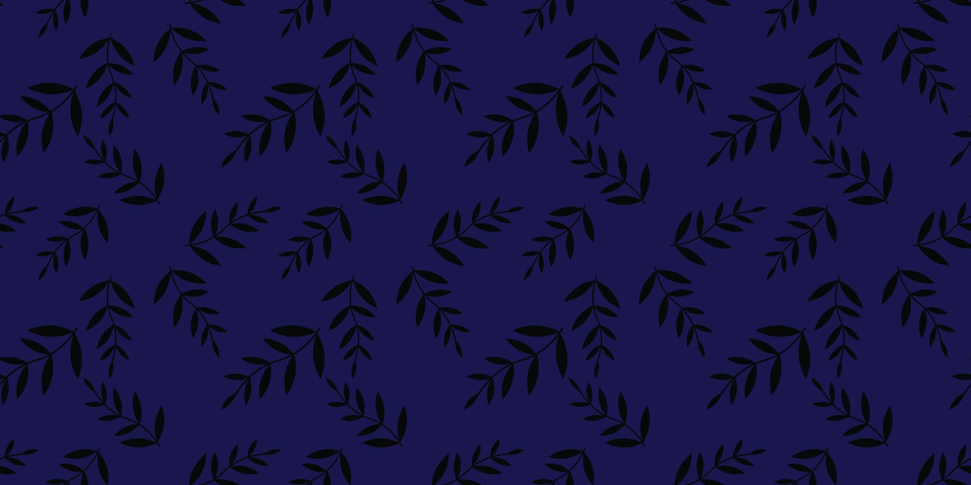 Black and blue, leaves seamless pattern vector background