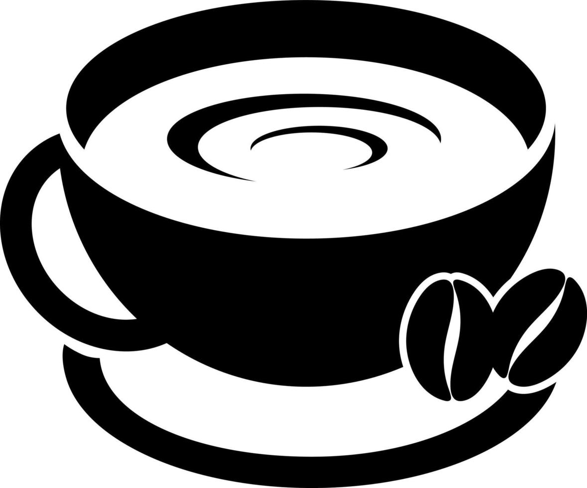 Vector coffee mug icon, simple logo with coffee beans