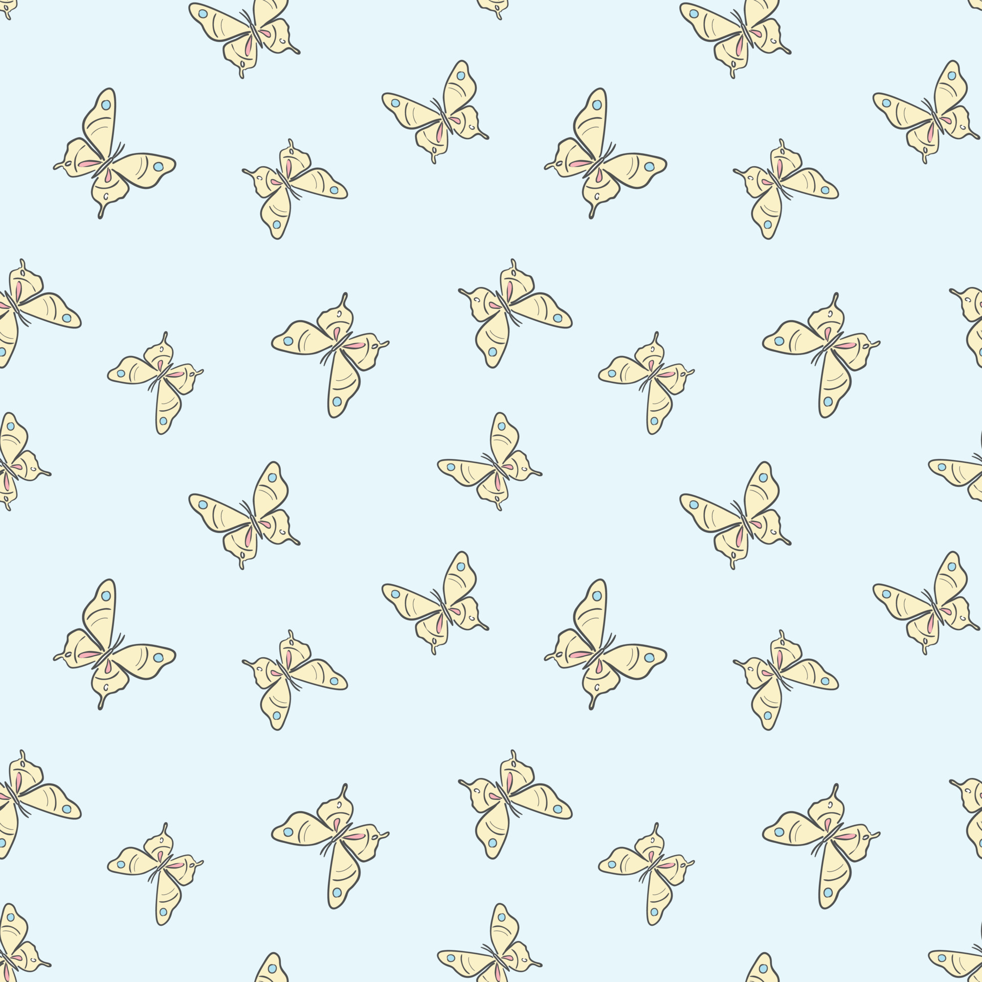 Blue and yellow butterfly vector pattern background. 16189743 Vector Art at  Vecteezy