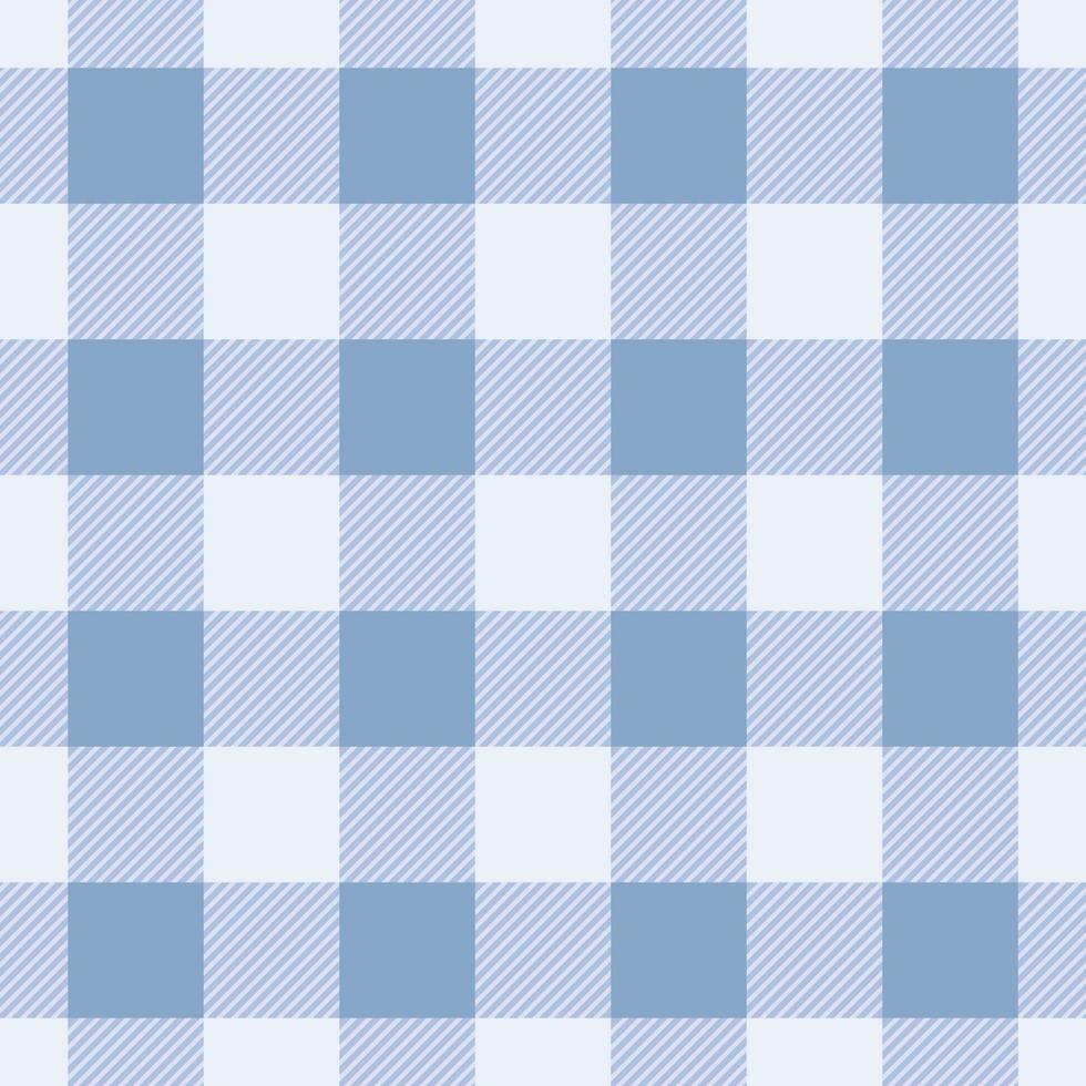 Blue gingham pattern, checkered plaid vector background, seamless repeat