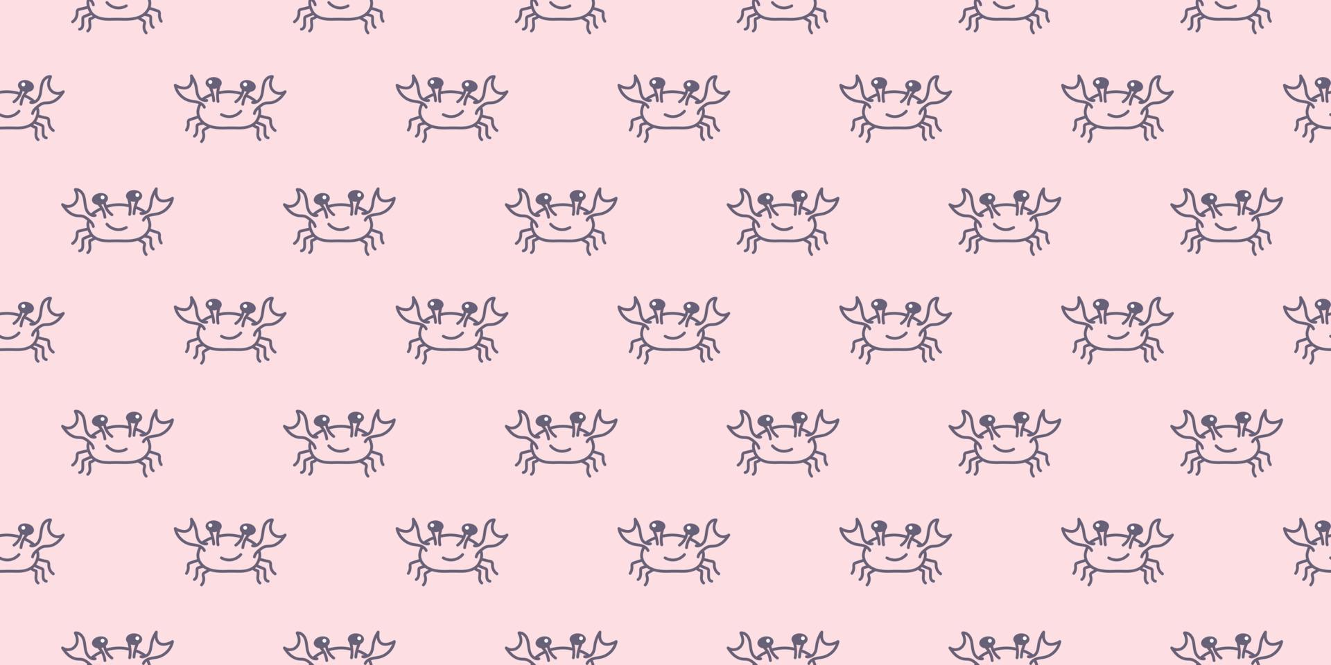Crab seamless repeat pattern vector background