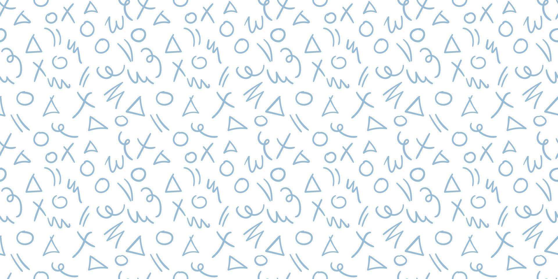 Blue and white abstract doodle seamless vector background
