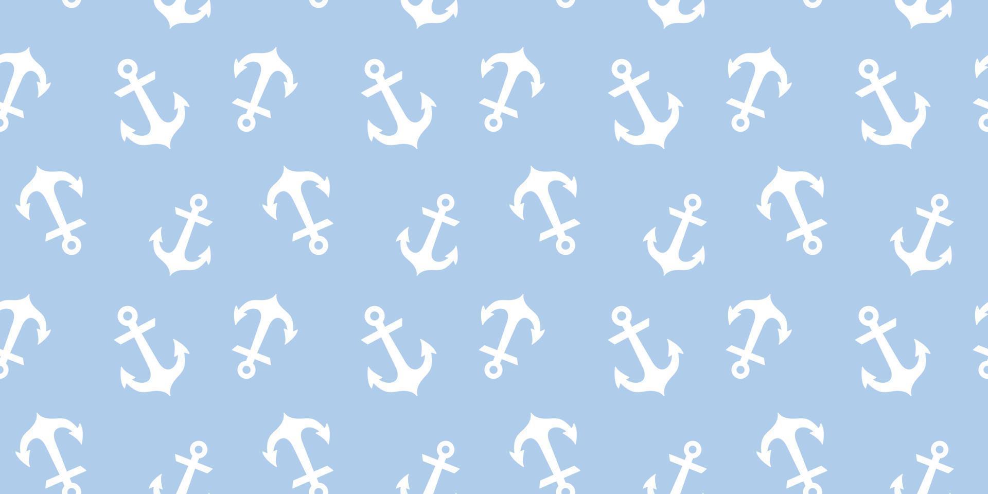 Blue and white anchor seamless repeat pattern background vector