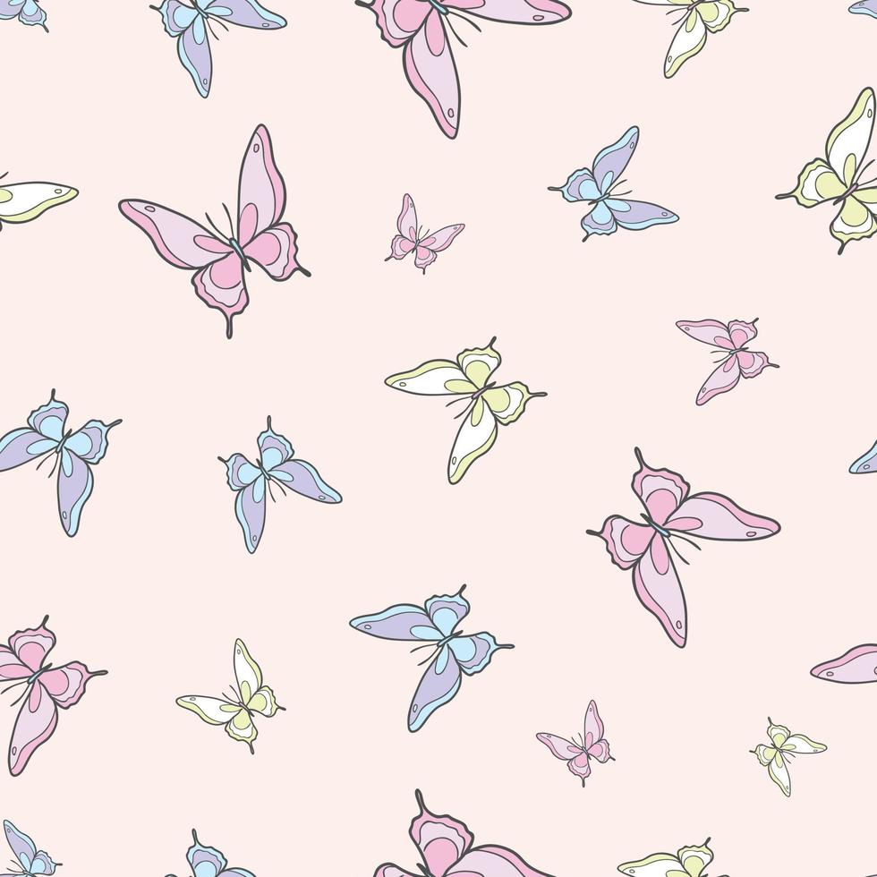 Pastel butterfly seamless repeat pattern design vector