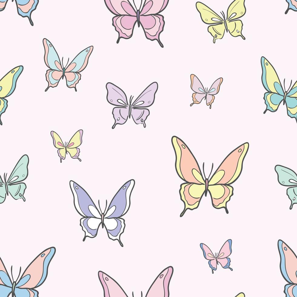 Butterfly repeat pattern background, seamless colorful design. vector