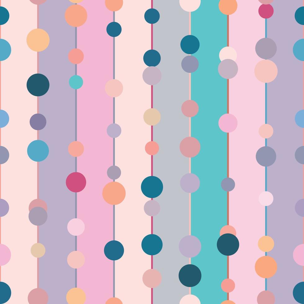 Colorful geometric repeat pattern vector background with stripes and dots, random colors