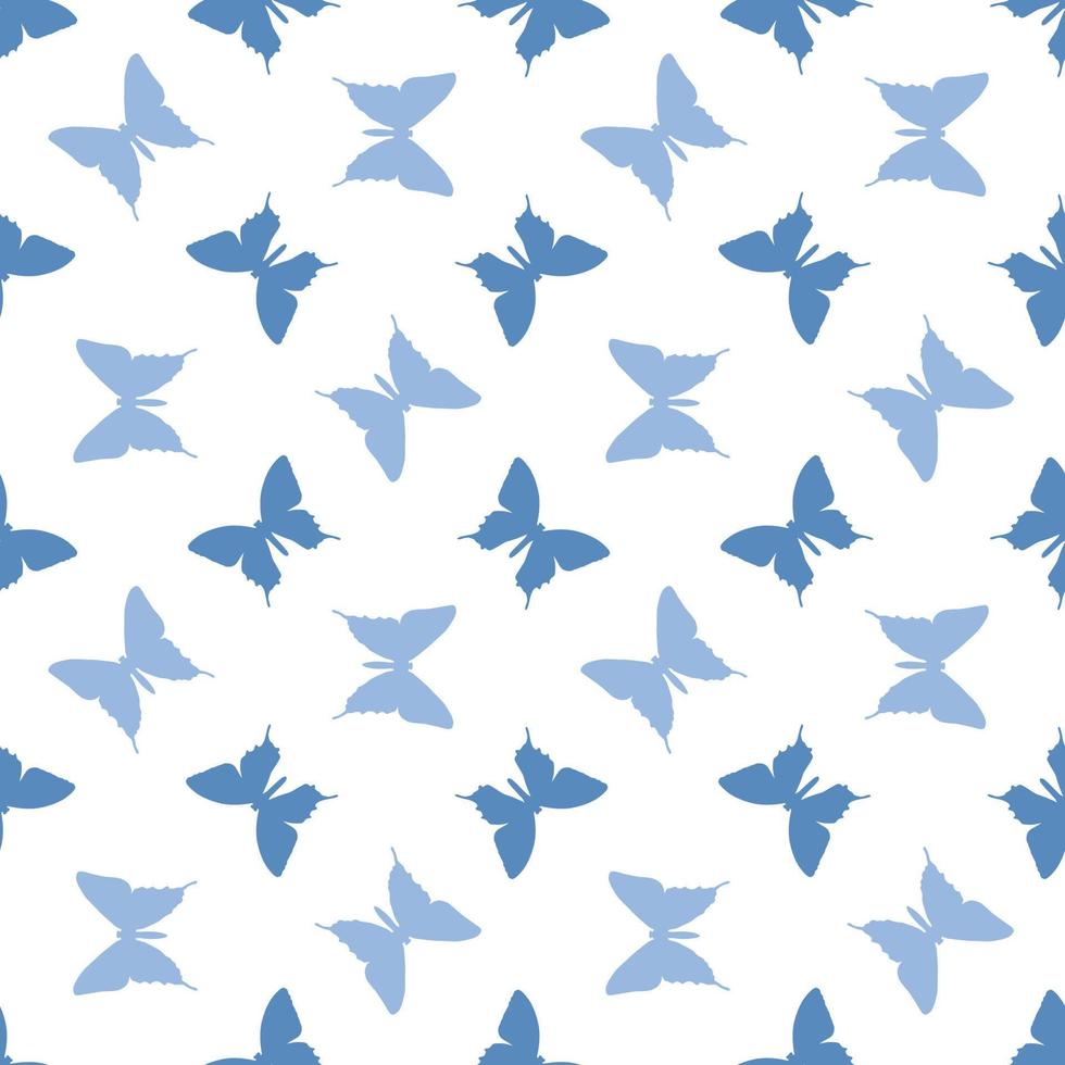 Blue seamless repeat pattern with butterflies vector