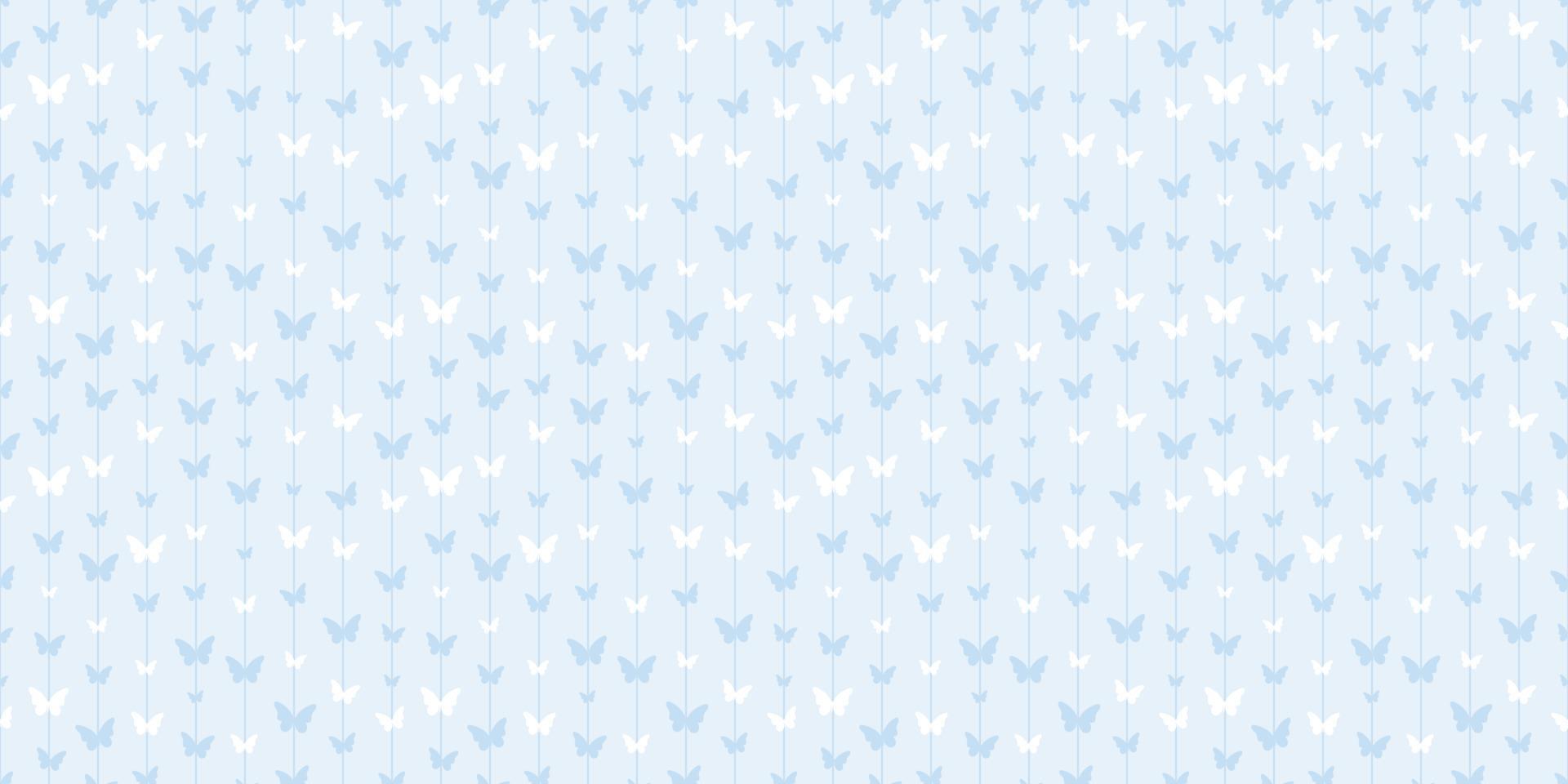 Blue butterfly stripe repeat pattern vector, vector