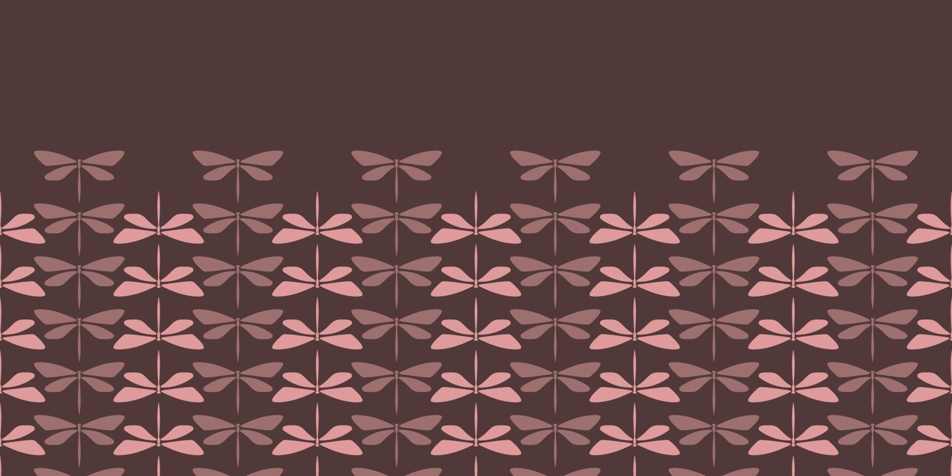 Brown dragonfly horizontal repeat boarder. vector