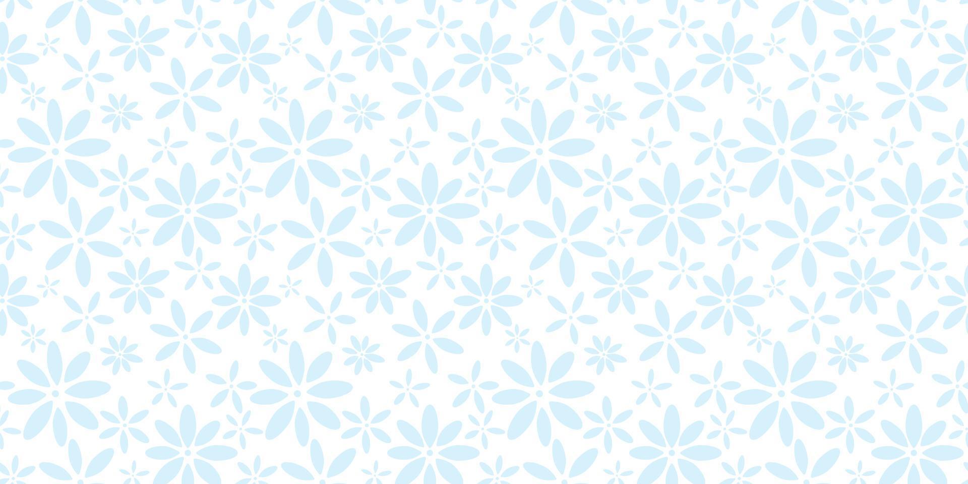 Blue and white flora seamless repeat pattern vector background
