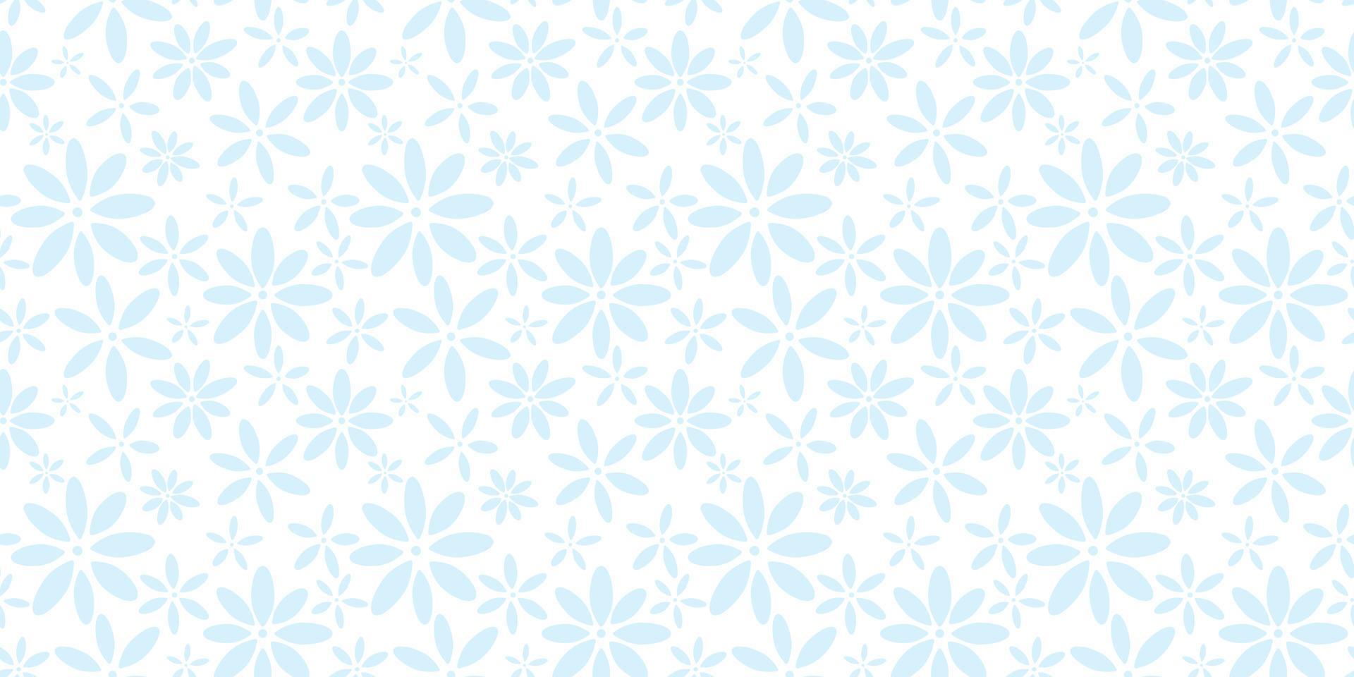 Blue and white flora seamless repeat pattern vector background