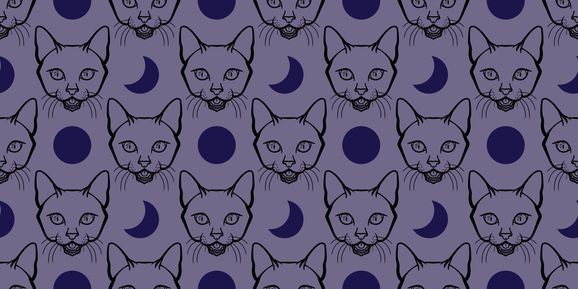 Cat seamless repeat pattern, Halloween vector background