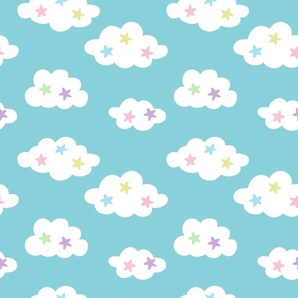 Cute clouds seamless repeat pattern design vector
