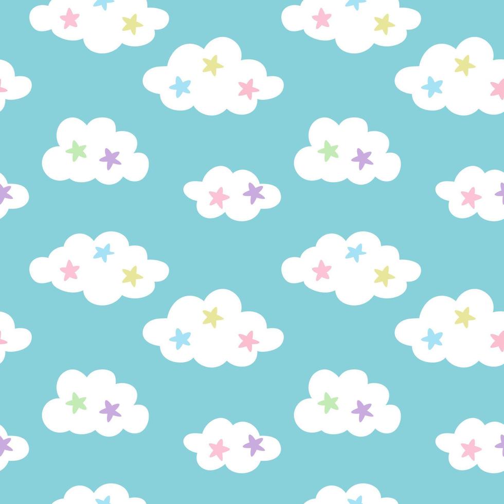 Cute clouds seamless repeat pattern design vector