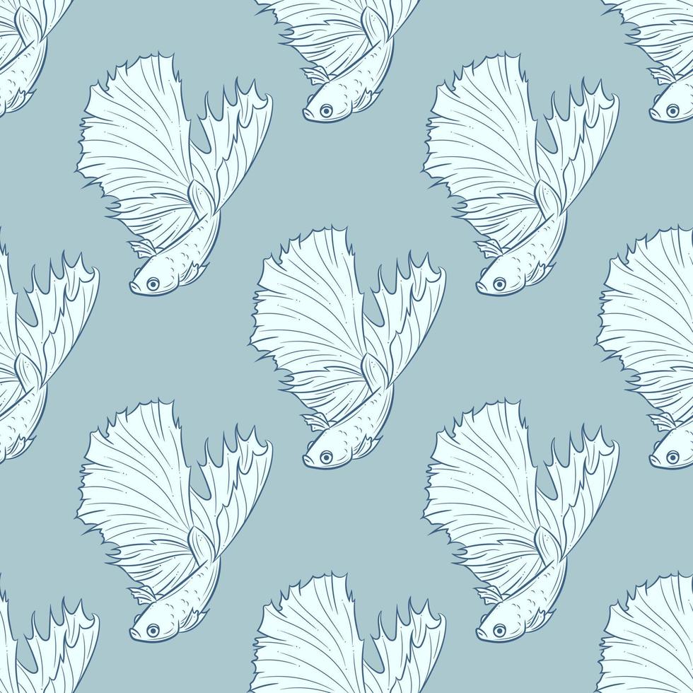 Siamese fighting fish vector repeat pattern