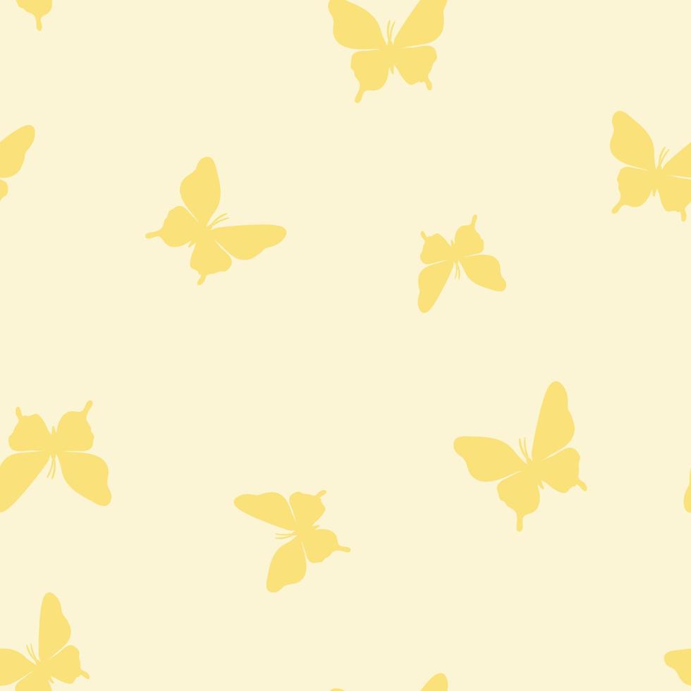 patrón de repetición sin costuras de mariposa vectorial, fondo amarillo. vector