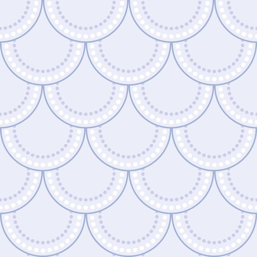 Geometric fish scale pattern, blue waves, seamless repeat background vector