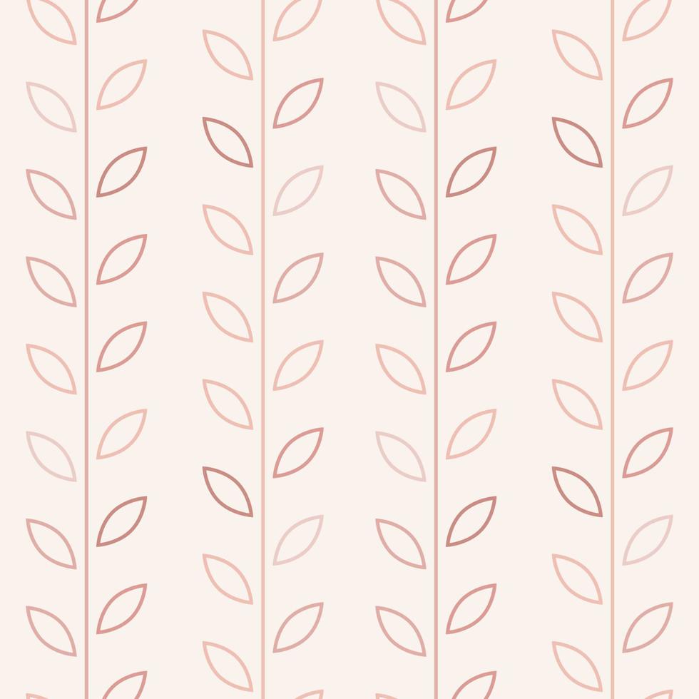 Pastel pink, minimalist leaf vector pattern, seamless botanical print, garland background