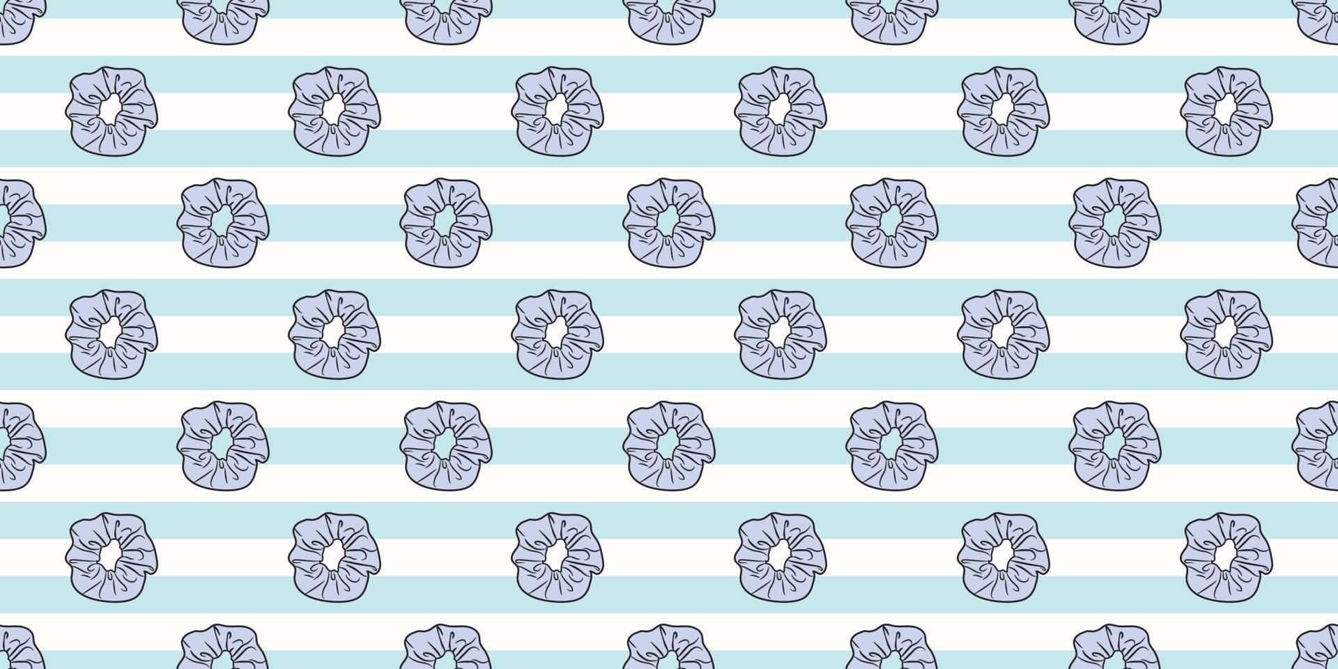 Blue scrunchy repeat pattern hair tie vector background