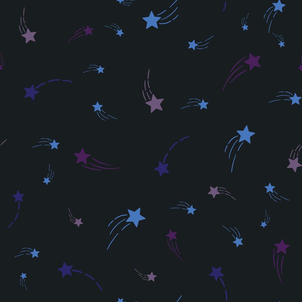 Night sky vector pattern shooting stars