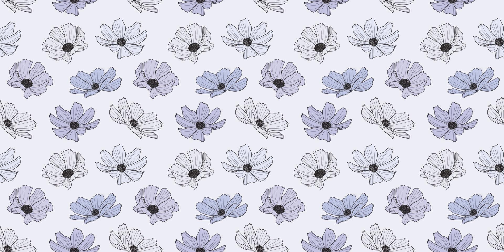 Garden cosmos flower vector pattern background, floral design