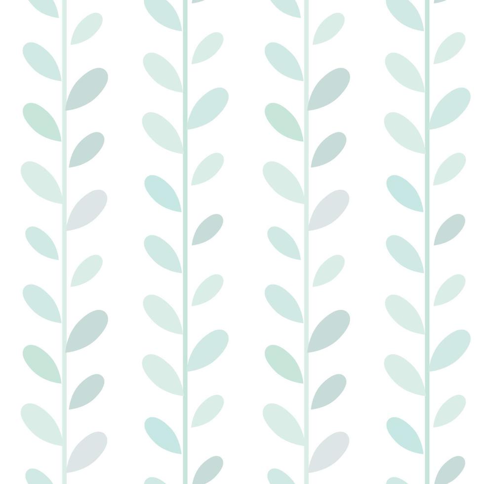 Pastel blue and green leaf vector pattern, seamless botanical print, garland background