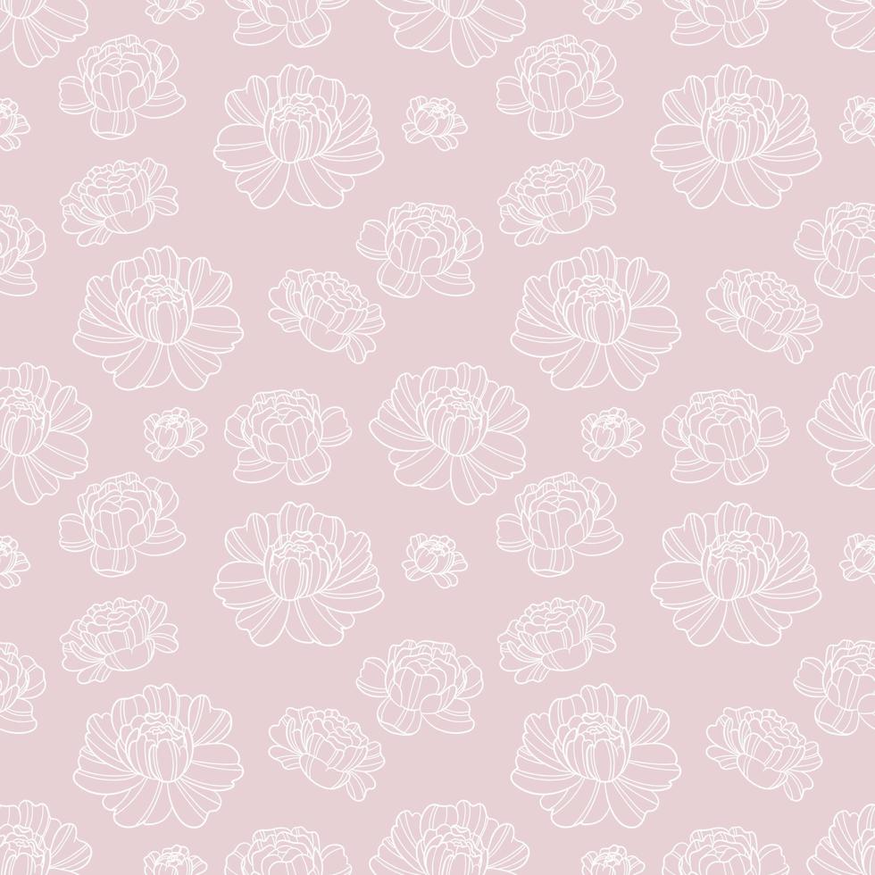 Pink and white peony floral repeat pattern. vector