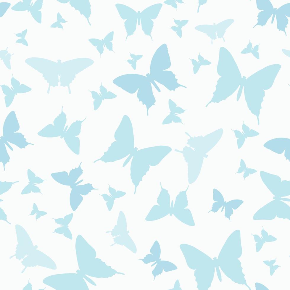 Blue seamless repeat pattern butterfly silhouette vector