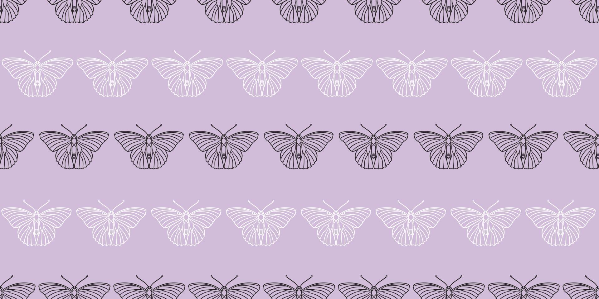 Mariposa sin costuras patrón de repetición de fondo vectorial, púrpura vector