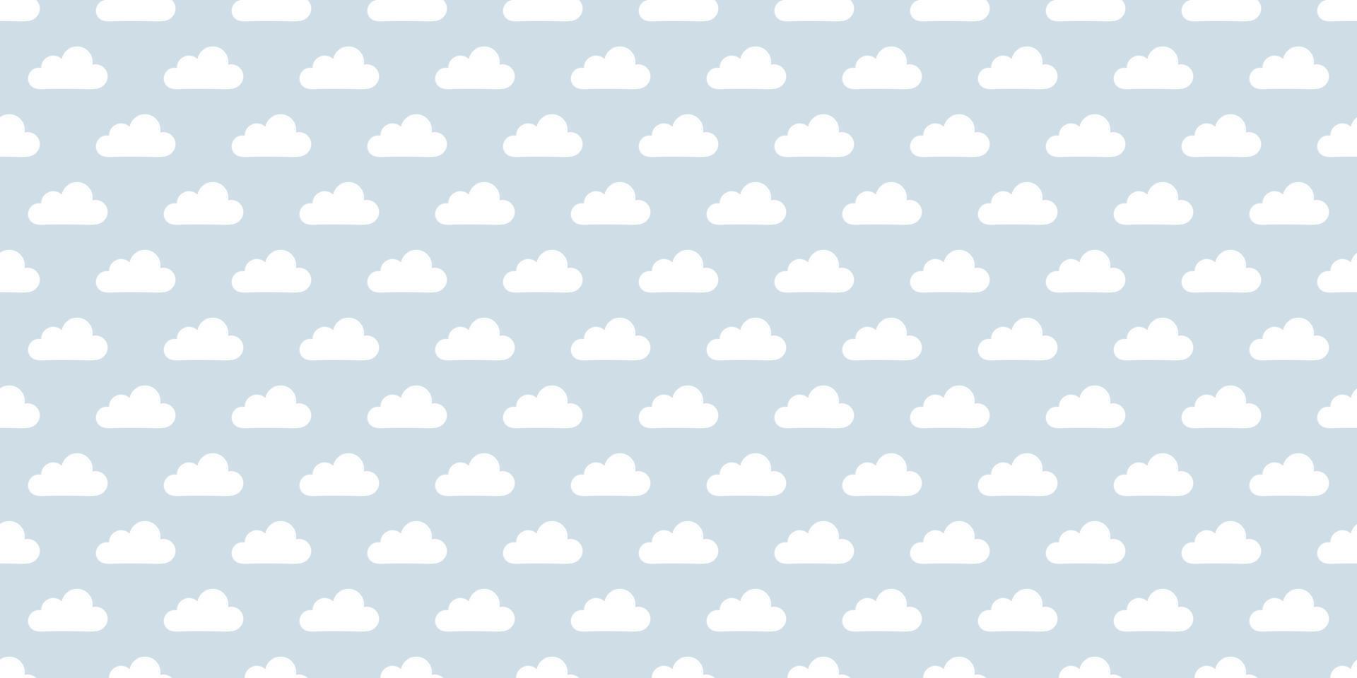 Blue sky white clouds seamless repeat pattern vector background