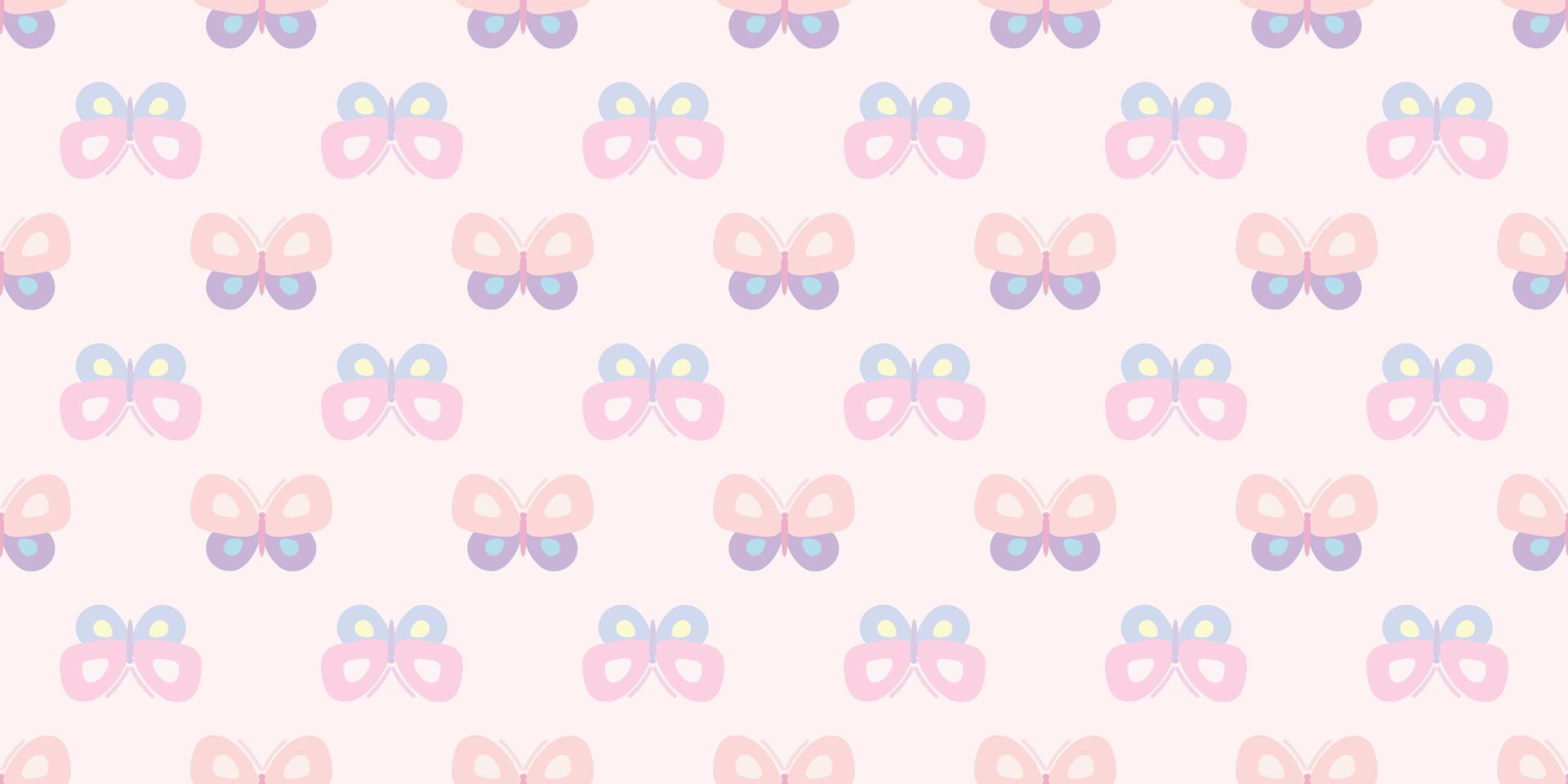 Cute cartoon butterflies seamless repeat pattern vector background