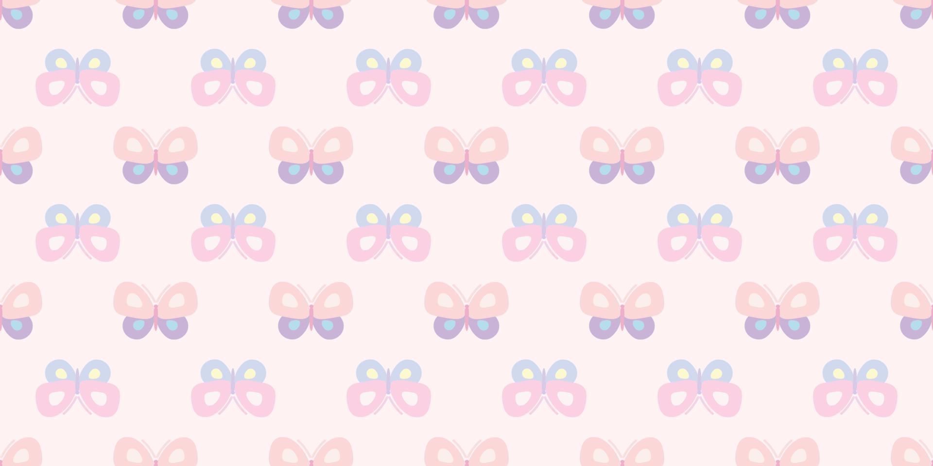 Fondo de vector de patrón de repetición perfecta de mariposas de dibujos animados lindo