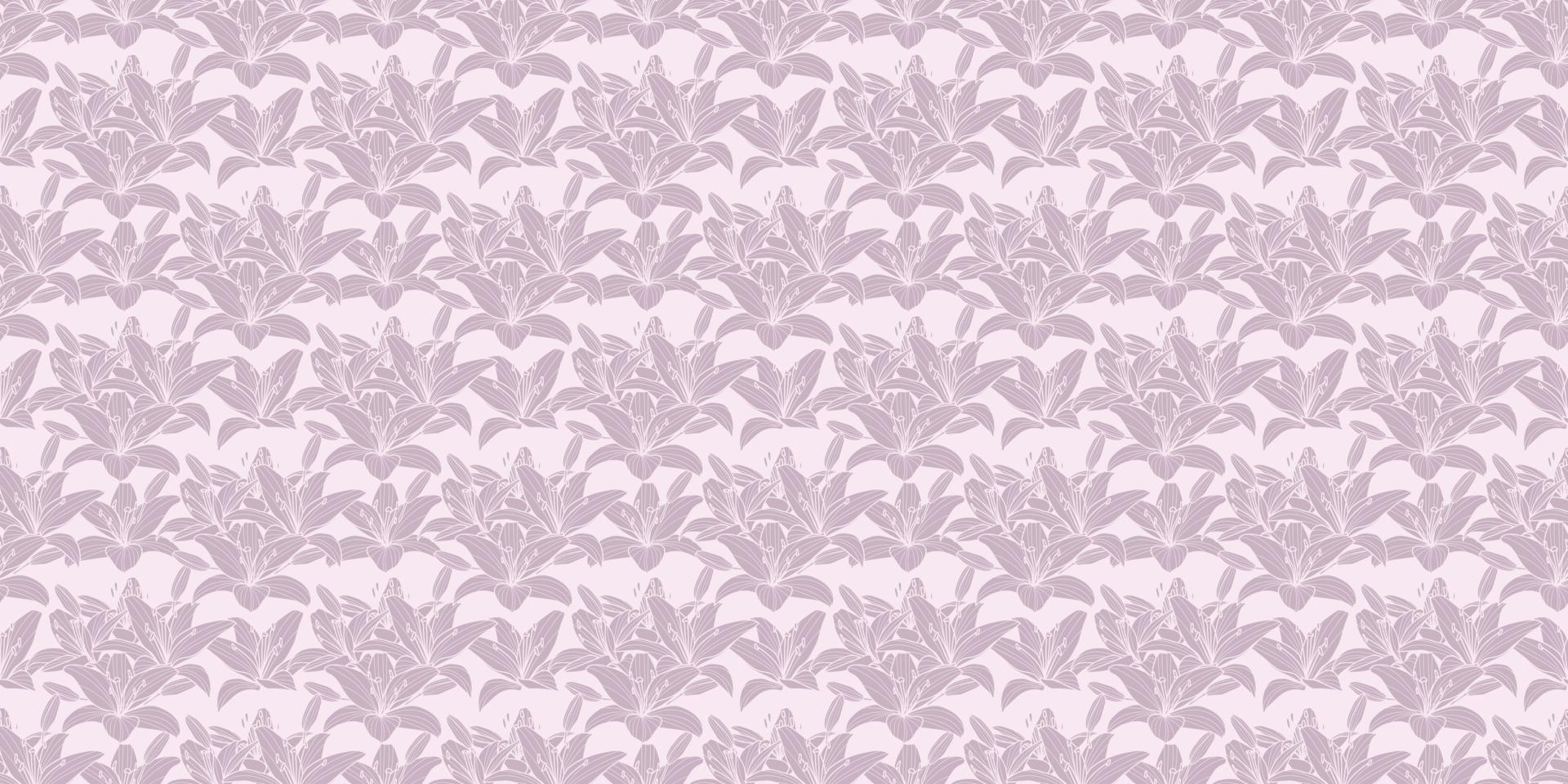 Pastel lilies seamless repeat pattern vector background
